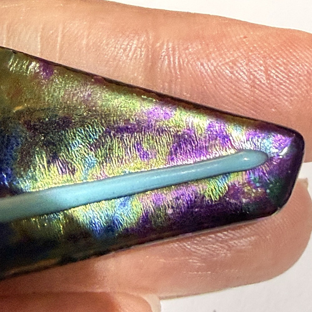 Beautiful! Vintage Dichroic Glass Brooch Pendant Blue Gold Black Iridescent Pin - Picture 3 of 6